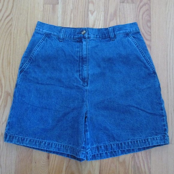 SONOMA WOMEN'S SIZE 8 JEAN SHORTS MED BLUE STONE WASHED DENIM HIGH WAIST 80'S - Picture 1 of 8